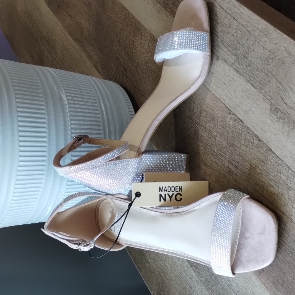 Madden NYC block heel two band rhinestone sandal